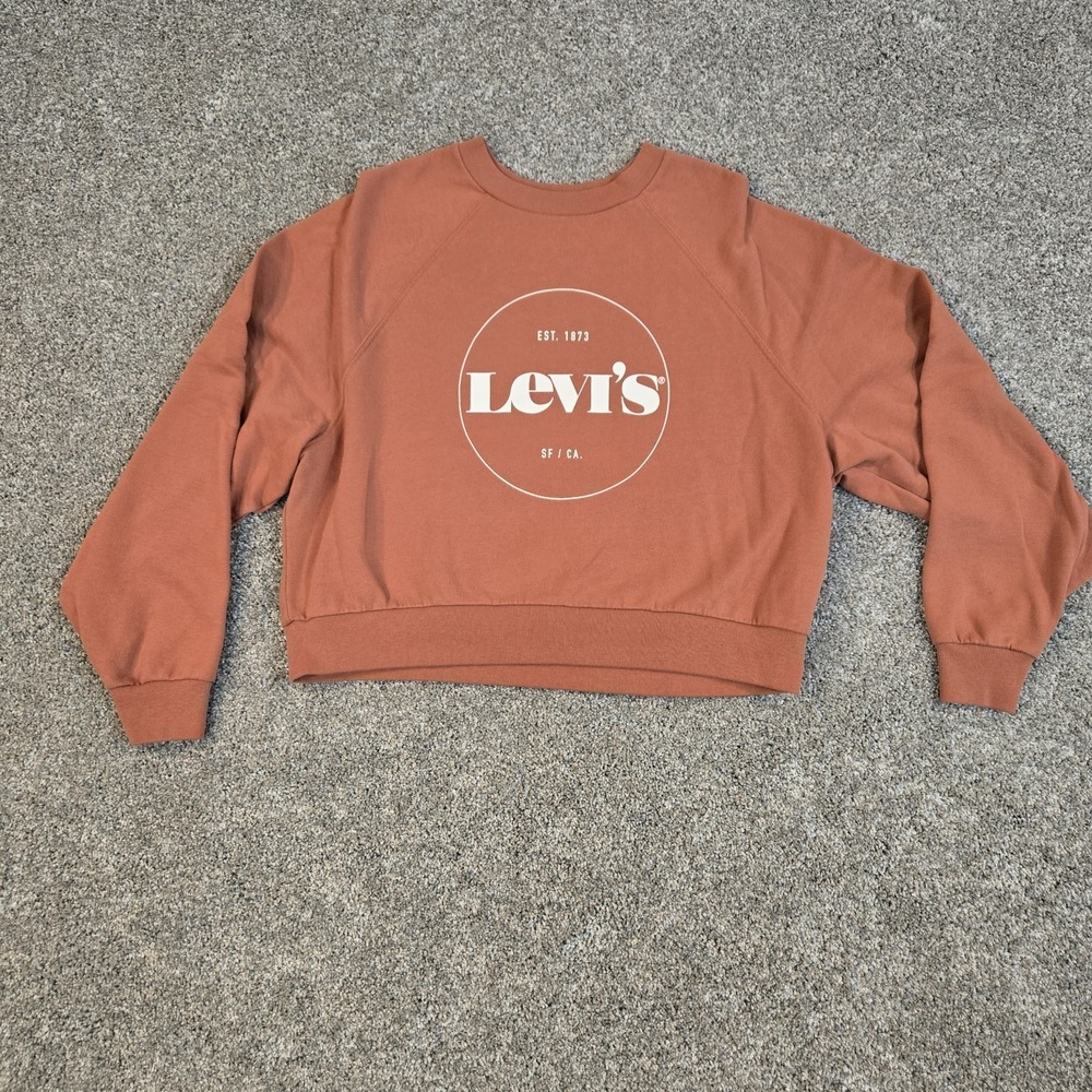 LEVI'S Womens Oversized Crop Graphic Sweatshirt Size Small Burnt Orange